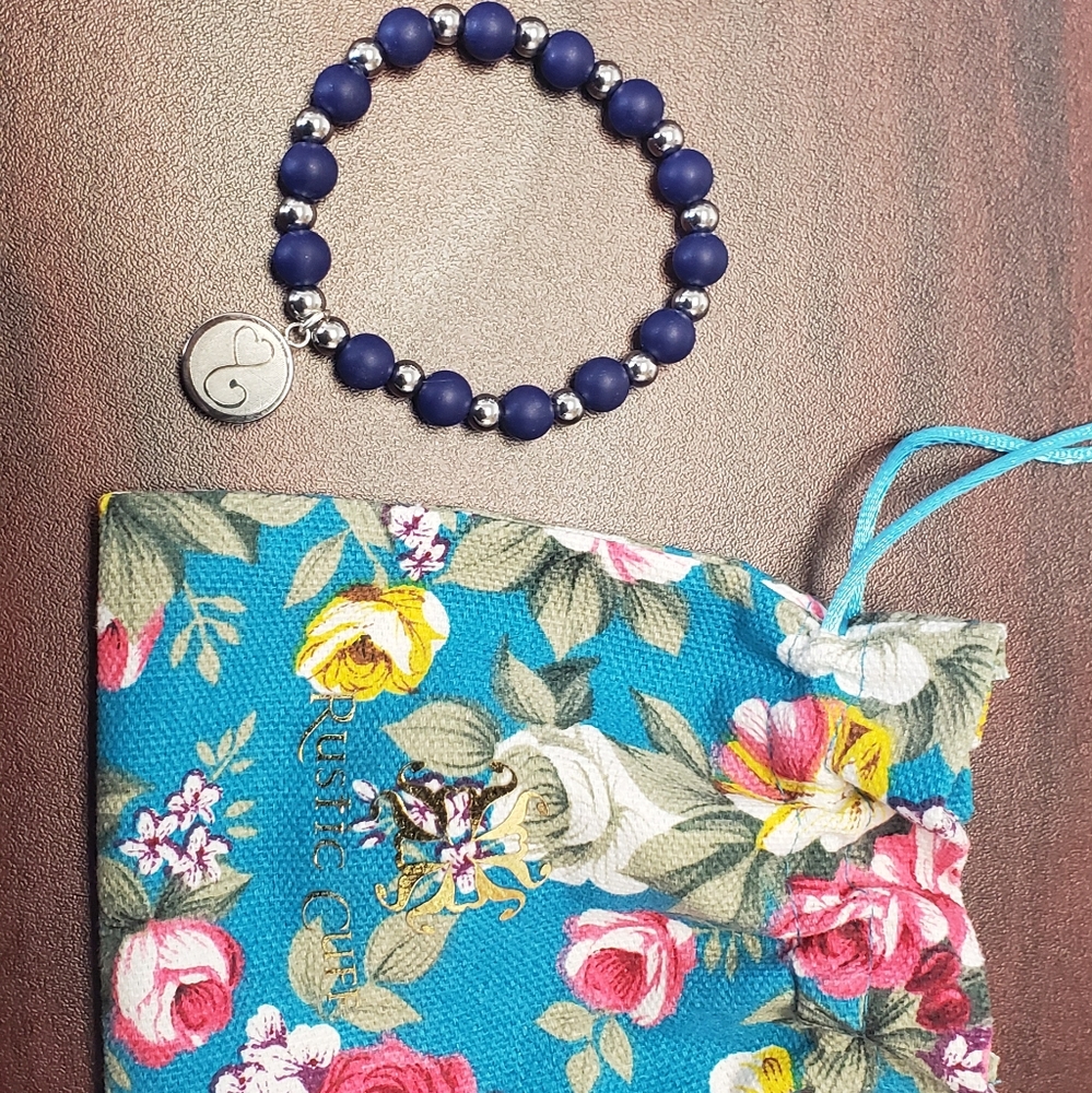 New! Rustic Cuff bracelet navy blue